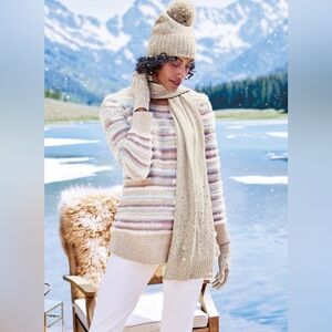 Soft Surroundings Wrenley Striped Sweater | Pastel Fuzzy Knit Pullover Size 3X